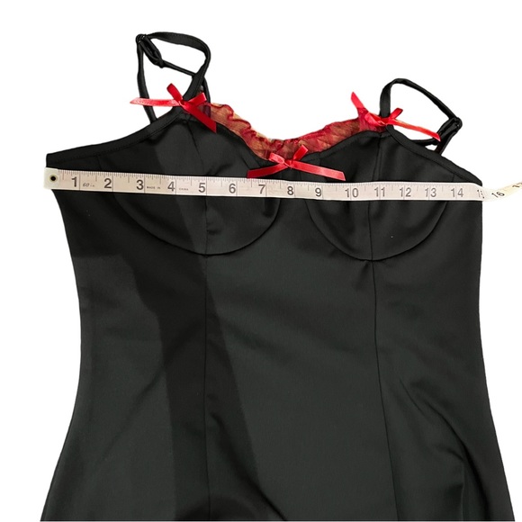 Black & Red Lace Bustier Bow High Low Gothic Cami Tank Dress - Picture 7 of 12